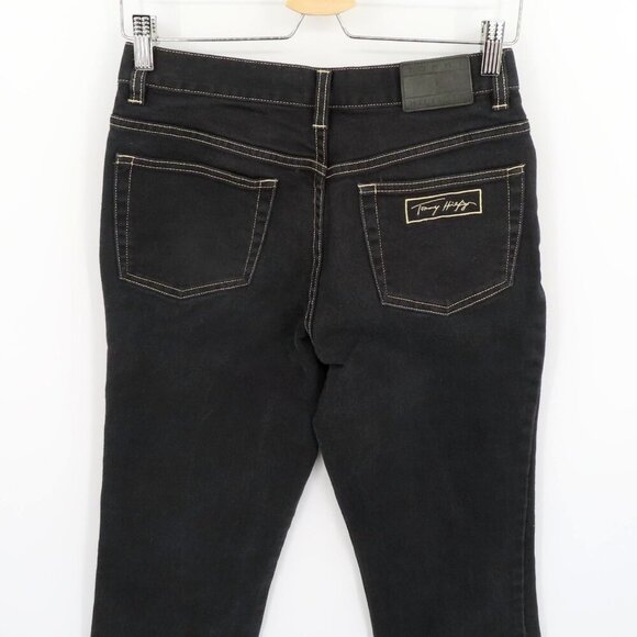 VTG Tommy Hilfiger Women 6 Black Cotton Blend Denim Jeans Embroidered Pocket - Picture 6 of 12